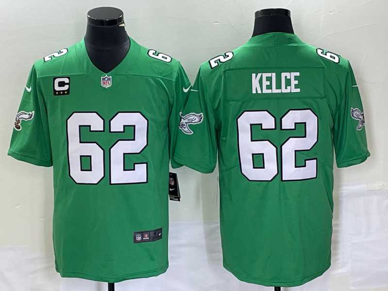 Men's Philadelphia Eagles #62 Jason Kelce Green C Patch 2023 Vapor Limited Throwback Jersey,We sell and wholesale Men's Philadelphia Eagles #62 Jason Kelce Green C Patch 2023 Vapor Limited Throwback Jersey on line form chian!
